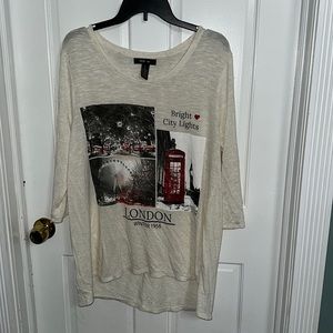 Style & Co shirt rhinestone lace detail London Winter 1956 bright lights  XL new